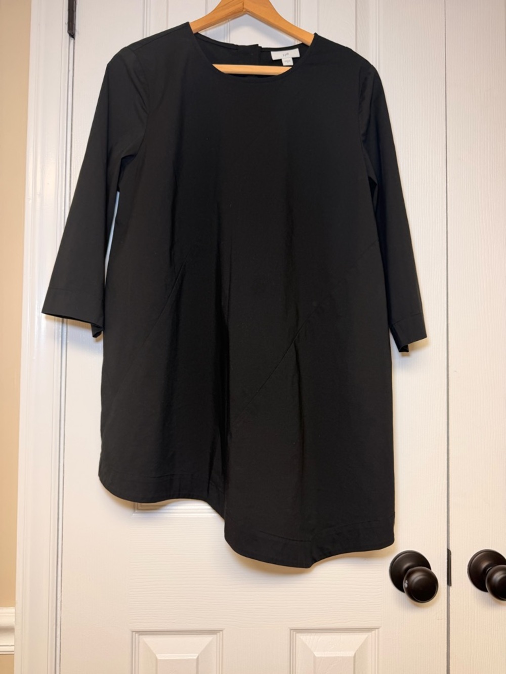 J. Jill Black Asymmetrical Hem Tunic Top Small 3/4 Sleeve Minimalist Quiet Luxe - Picture 6 of 11